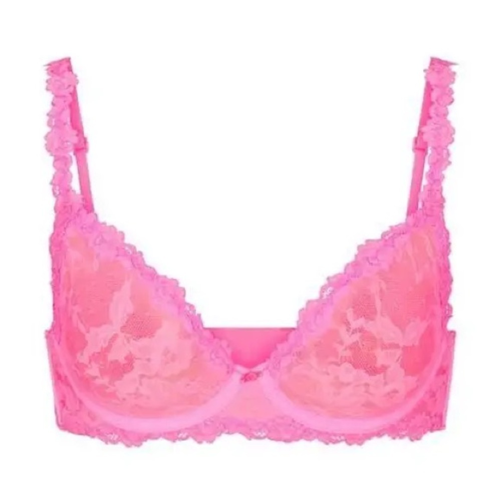 SKIMS Stretch Lace Intimates Underwire Scoop Pink Bra Size 32DDD